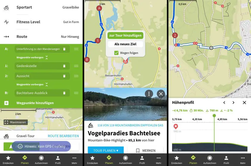 Streckenplanung in der komoot App auf dem Android Smartphone