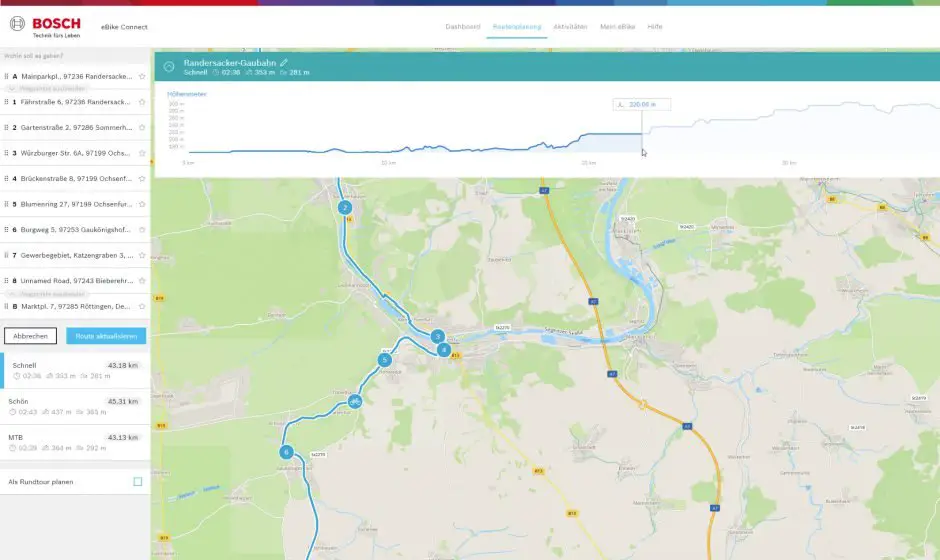 Der Bosch eBike Connect Routenplaner