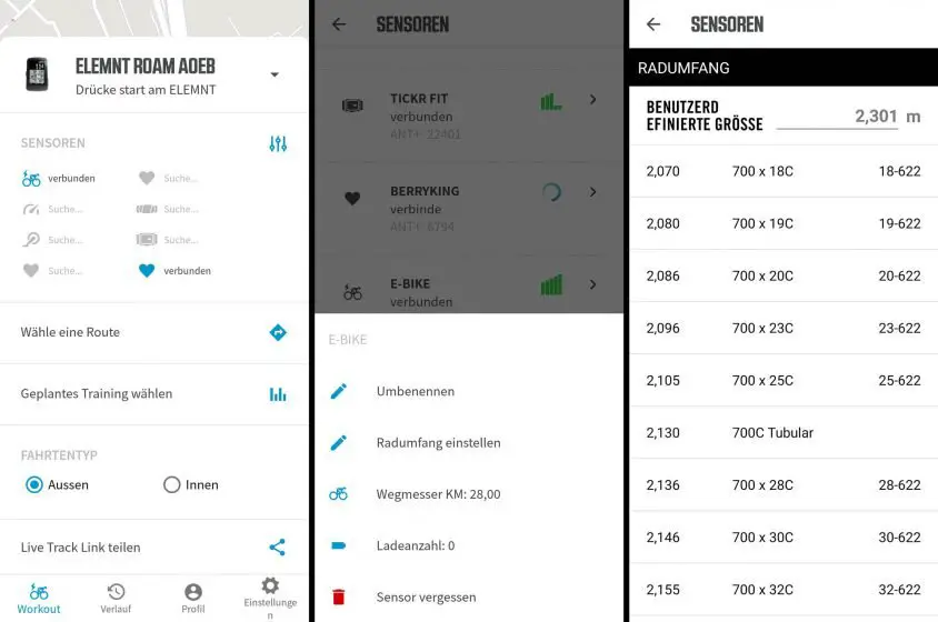 Der Giant eBike Sensor und dessen Einstellungen in der Wahoo App