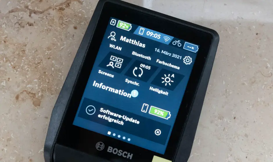 Bosch Nyon Firmware Update Installation ist erfolgreich beendet