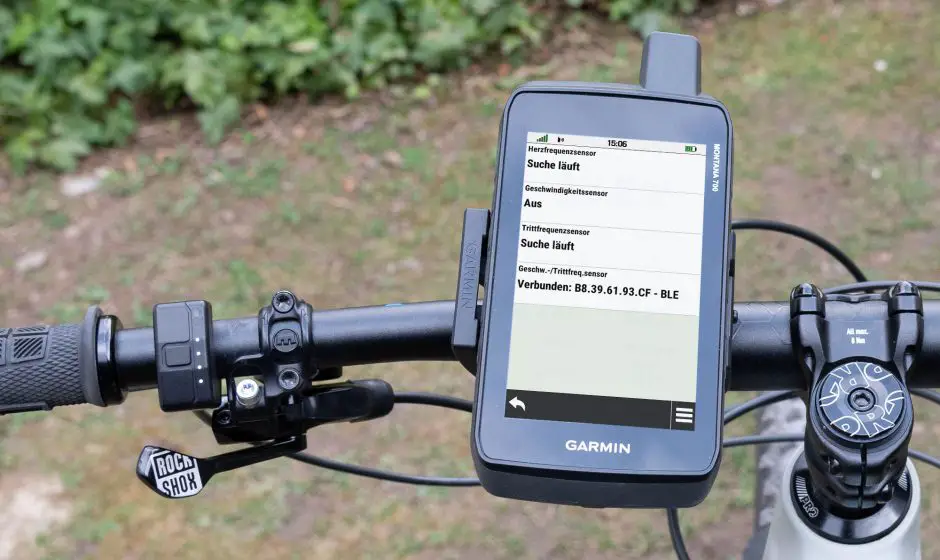 Garmin Montana 700 bekommt die Trittfrequenz per Bluetooth vom Fazua eBike