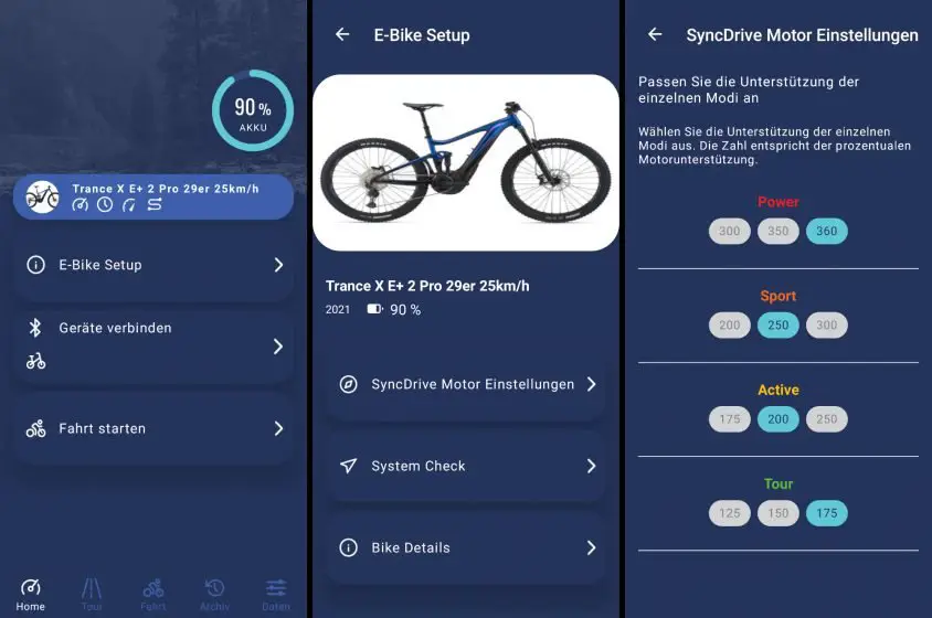 Die RideControl App zur Einstellung der eBike Komponenten