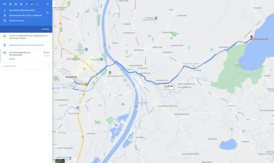 Routenplanung mit Google Maps im Browser