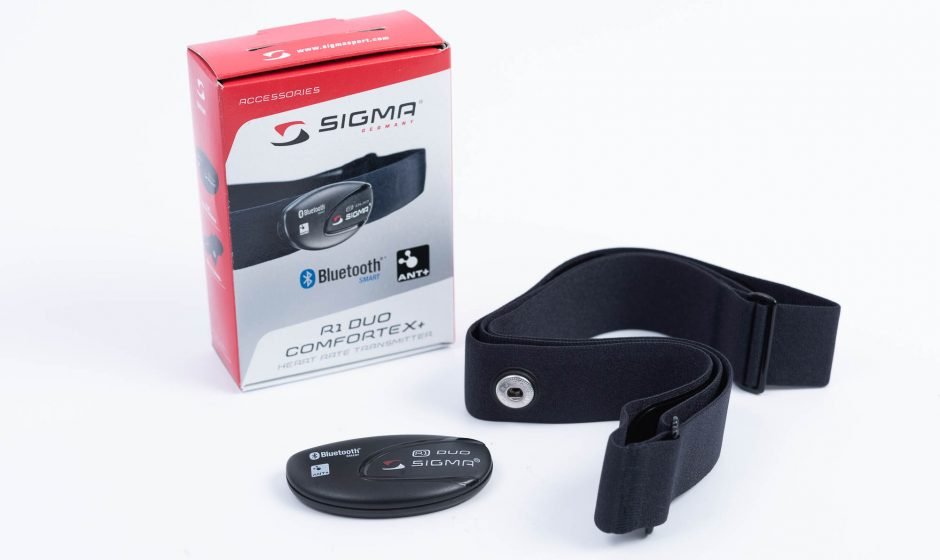 Der Lieferumfang vom Sigma R1 Duo Comfortex Herzfrequenz Sensor