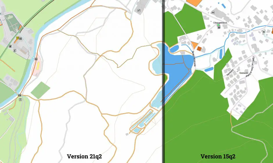 Vergleich der alten und neuen OSM Kartenversion