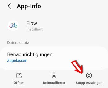 Bosch Flow App - Stopp erzwingen