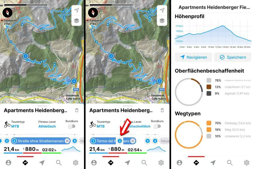 Planung einer Mountainbike Tour mit bergfex
