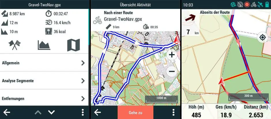Track-Navigation mit geplanter Strecke