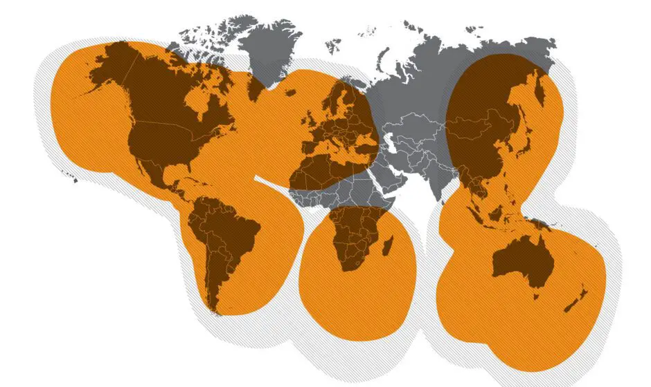 Globalstar coverage of SPOT devices