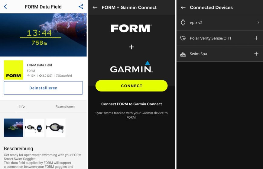 Garmin Connect IQ Erweiterung für FORM Schwimmbrille