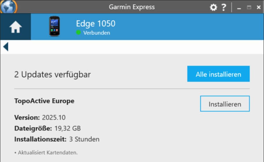 EDGE 1050 Kartenupdate