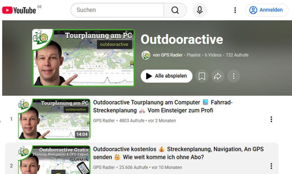 Outdooractive YouTube Playlist