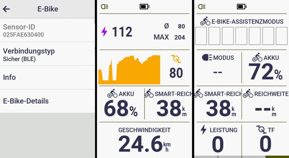 Garmin EDGE E-Bike Datenseite